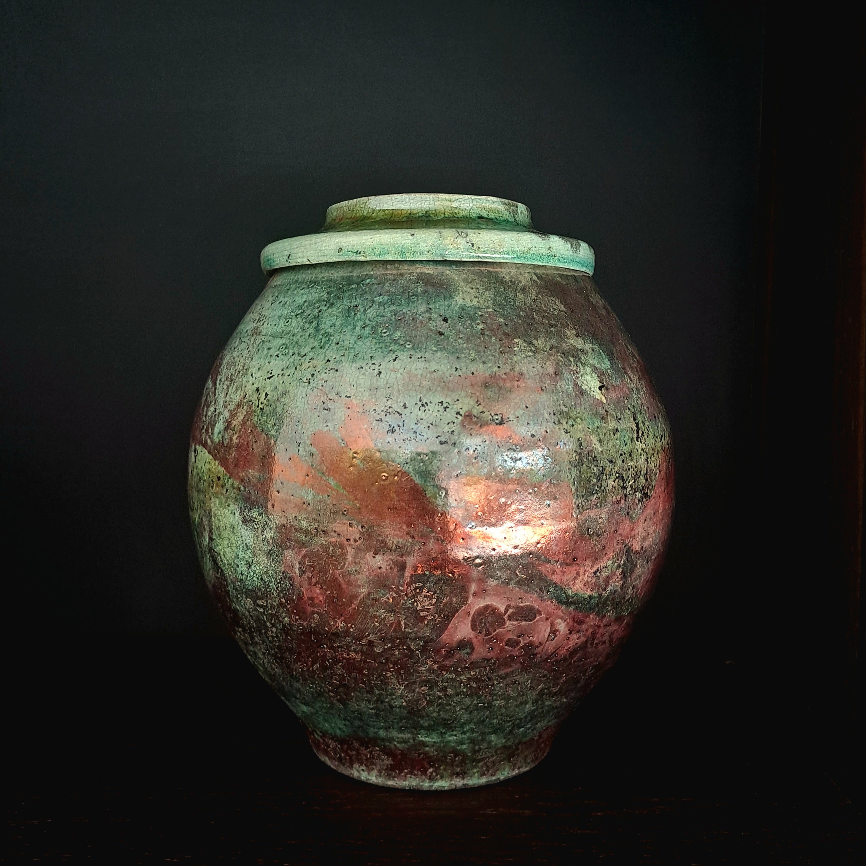 Turquoise Raku Urn for Human Ashes| Handmade Artisan Ceramic Urn | Custom Urn For Ashes | Special Funeral Urn