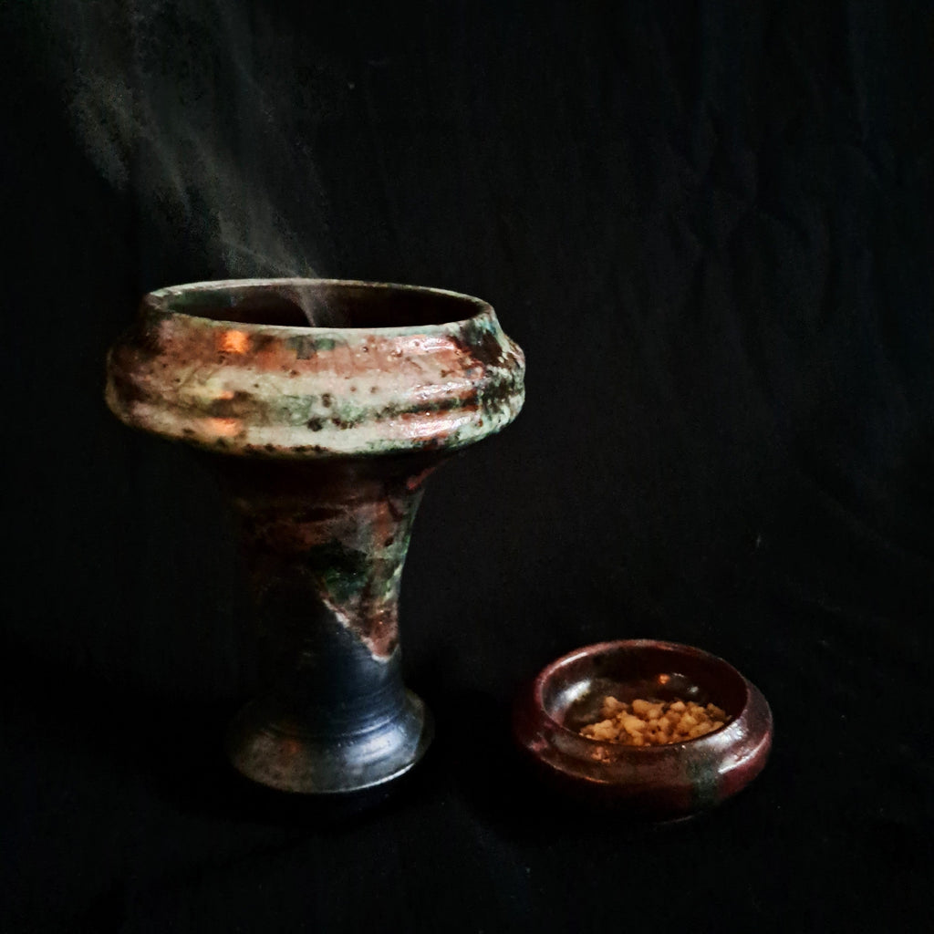 Small Raku handmade Smudge bowl Set| Rustic Copal burner | Ceremonial chalice for rituals | Raku copaleroa for Shamans |Smudge Bowl For Rituals