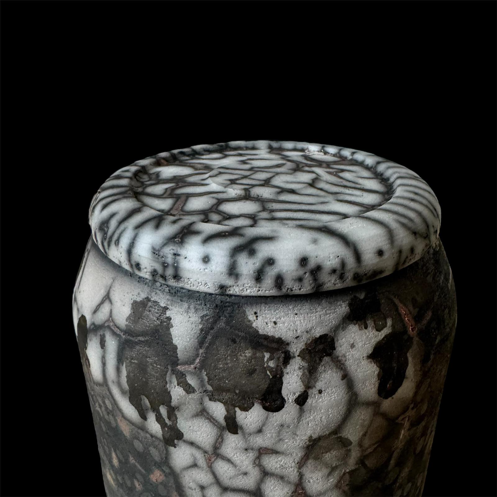 White spot Artistic Unique Urn, One of a Kind piece Handcrafted by Naiimpotery.