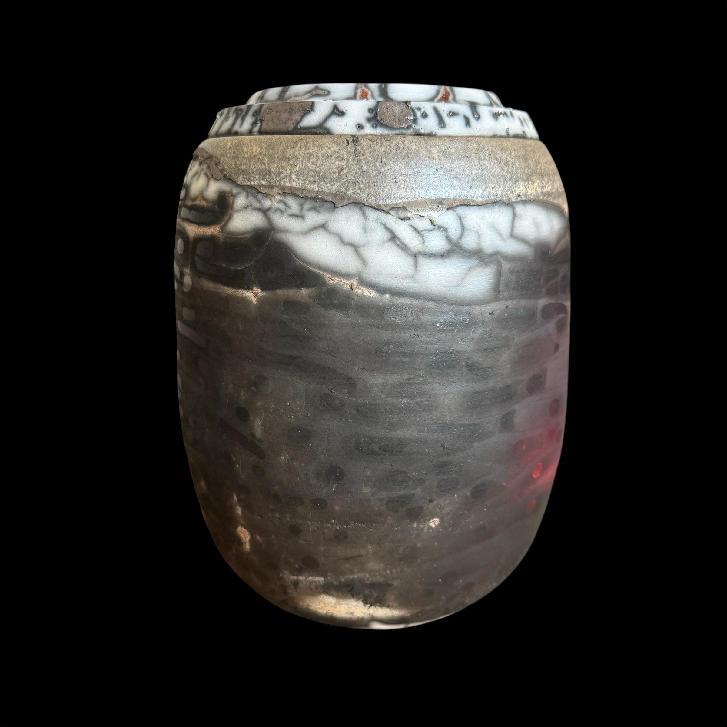 Naked Raku Urn by Naiimpottery. White spot Artistic Unique Urn, One of a Kind Handcrafted Urn