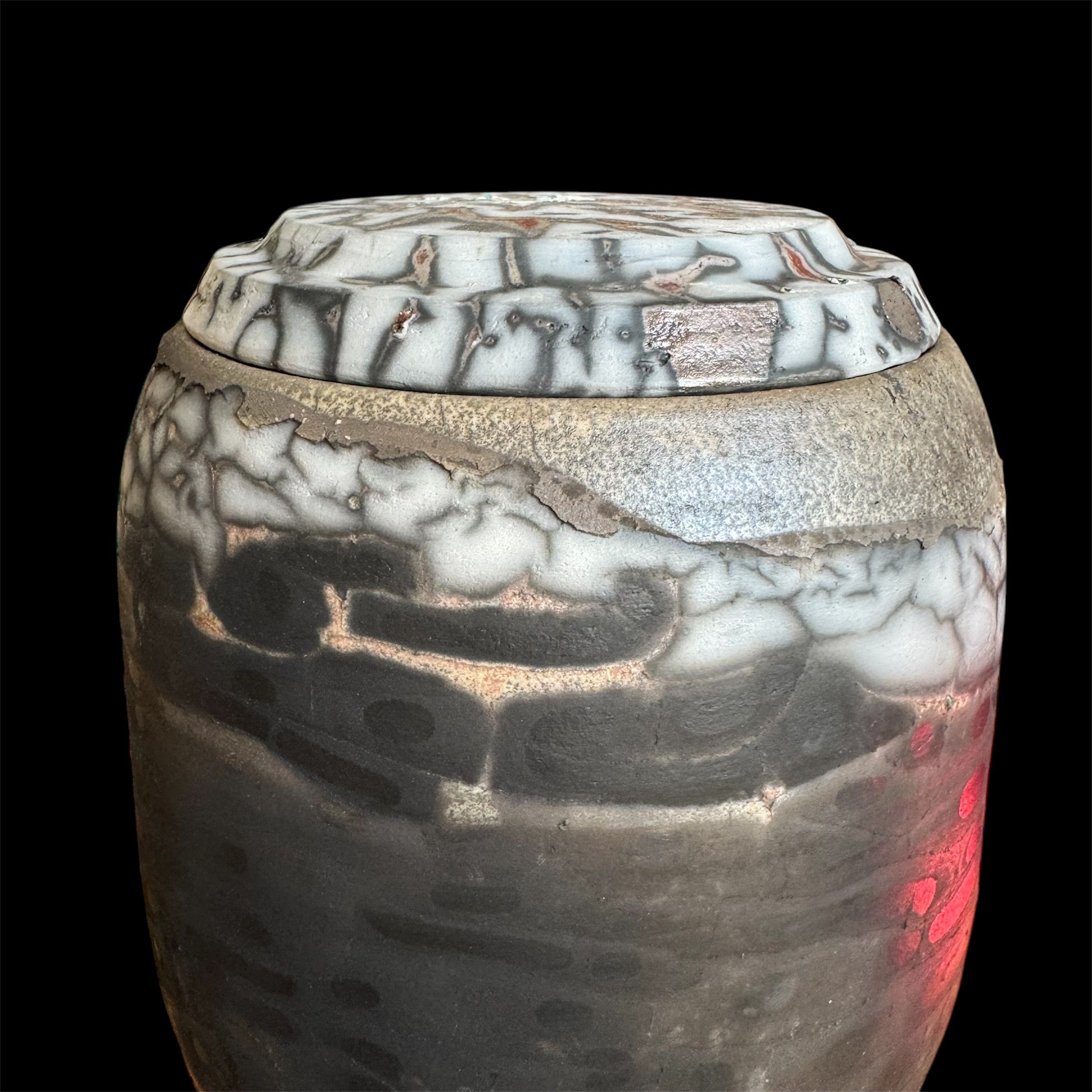 Naked Raku Urn by Naiimpottery. White spot Artistic Unique Urn, One of a Kind Handcrafted Urn