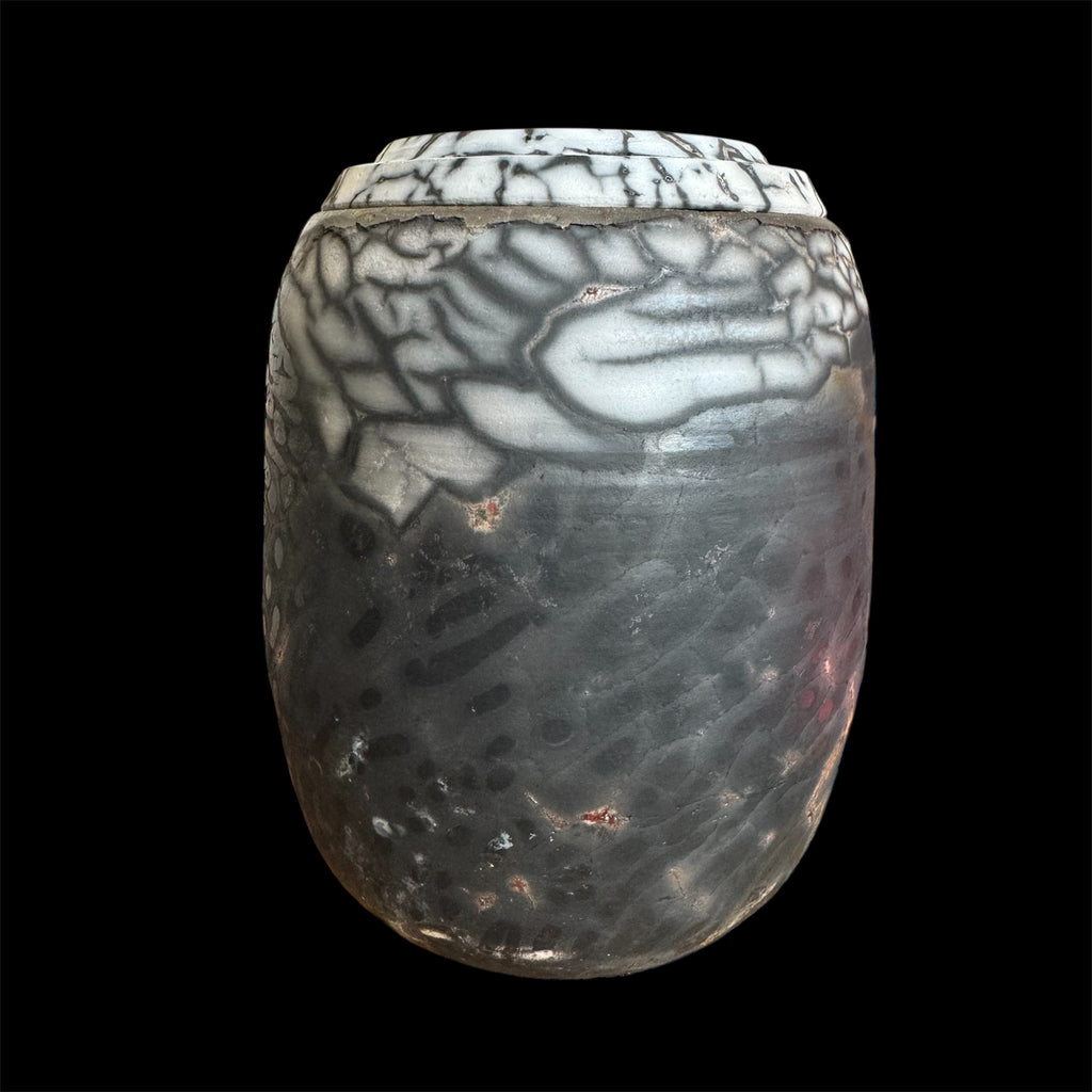 Naked Raku Urn by Naiimpottery. White spot Artistic Unique Urn, One of a Kind Handcrafted Urn