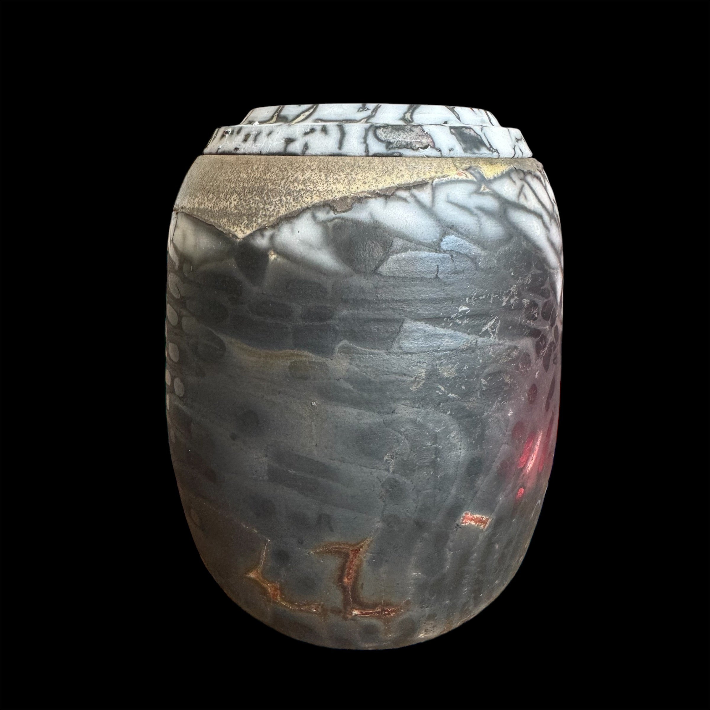 Naked Raku Urn by Naiimpottery. White spot Artistic Unique Urn, One of a Kind Handcrafted Urn