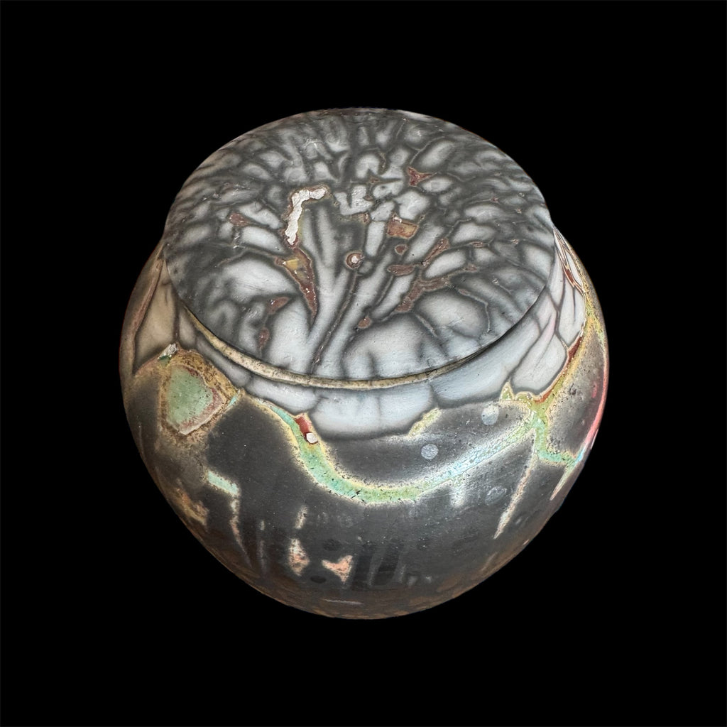 Naked Raku Urn by Naiimpottery. White spot Artistic Unique Urn, One of a Kind Handcrafted Urn