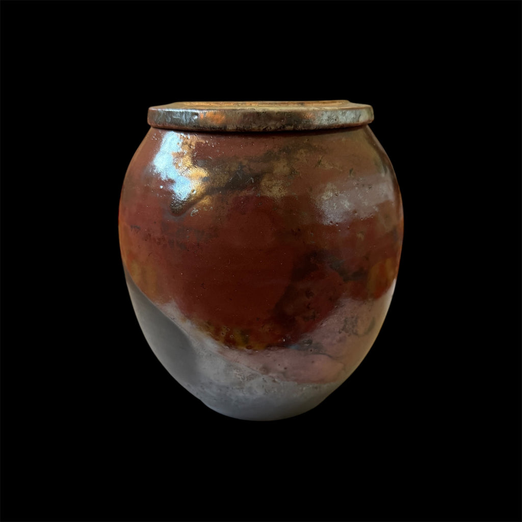 Metal Shine Cremation Urn | Fine Art Keepsakes | HandCrafted Unique Urn for Ashes | Unique Urn For Ashes | Cremation Urn | Pet Urn | Copper And Coal Raku Urn