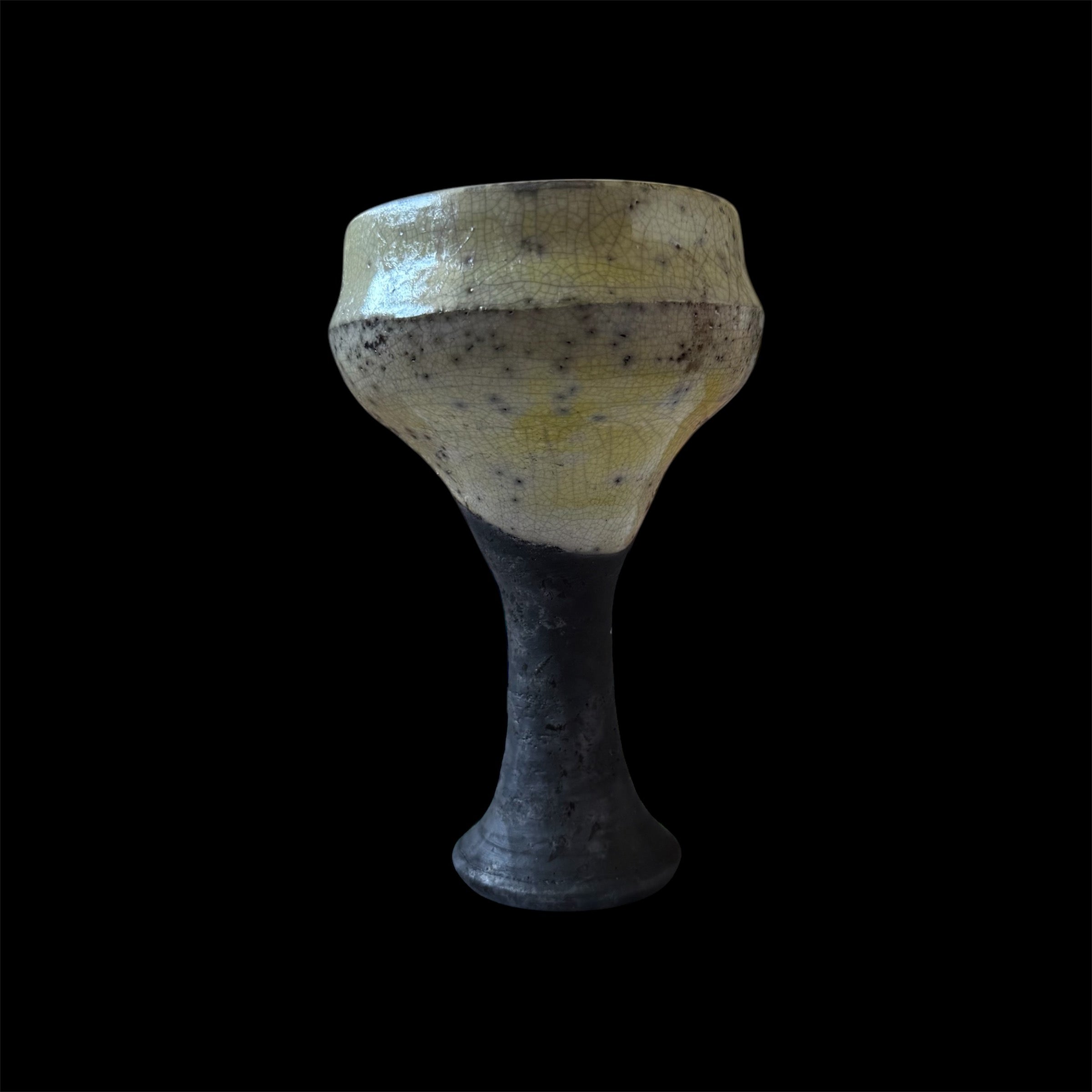 Yellow Spots Raku Handmade Copaleral | Rustic Copal Burner | Ceremonial Chalice For Rituals | Raku Copalera For Shamans | Resin Burner