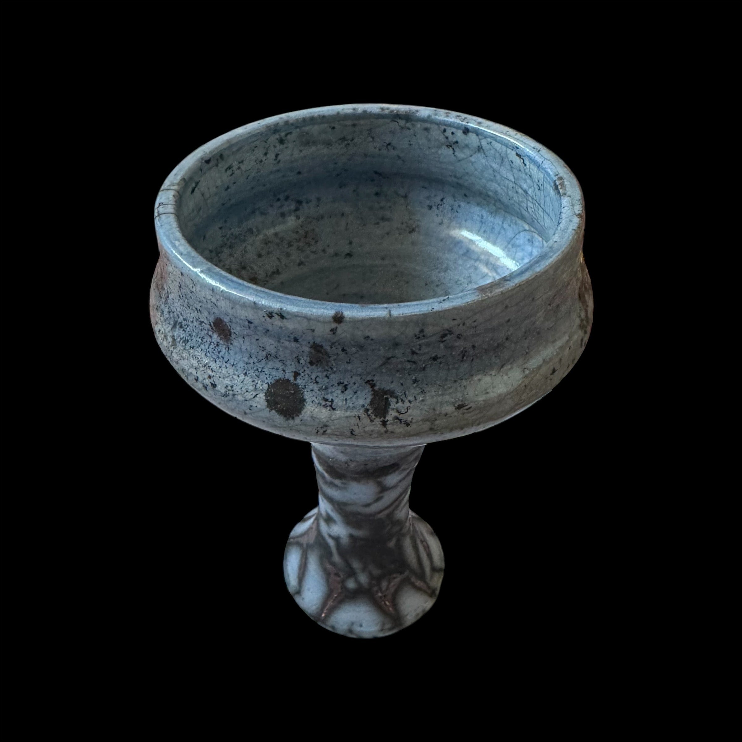 Blue Spots Raku Handmade Copaleral | Rustic Copal Burner | Ceremonial Chalice For Rituals | Raku Copalera For Shamans | Resin Burner