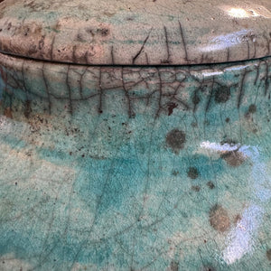 Blue Cremation Urn 2 | Fine Art Raku Urn | HandCrafted Unique Urn | Unique Urn For Ashes | Cremation Urn | Pet Urn | Copper Raku Urn