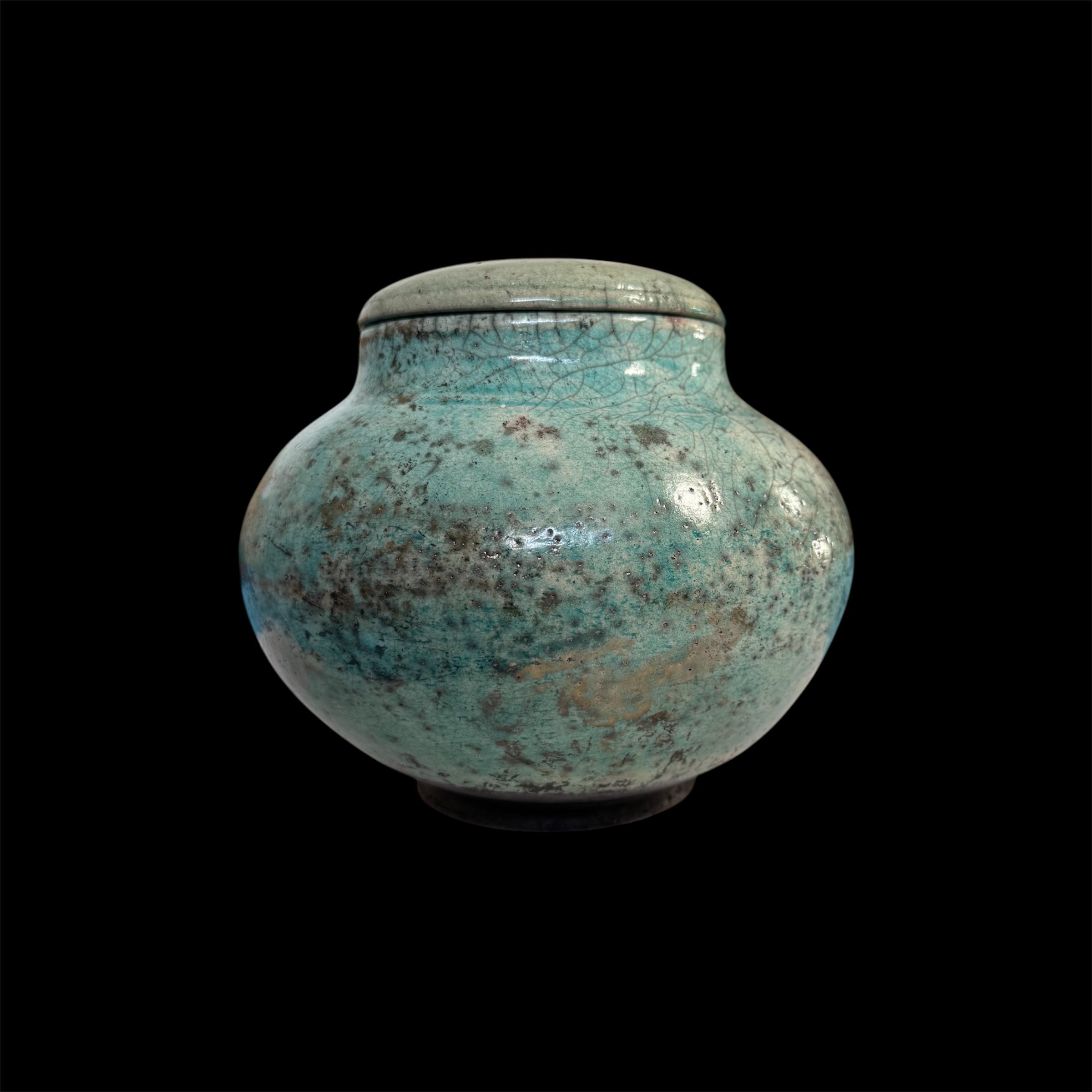 Blue Cremation Urn 2 | Fine Art Raku Urn | HandCrafted Unique Urn | Unique Urn For Ashes | Cremation Urn | Pet Urn | Copper Raku Urn