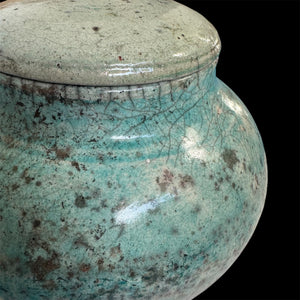 Blue Cremation Urn 2 | Fine Art Raku Urn | HandCrafted Unique Urn | Unique Urn For Ashes | Cremation Urn | Pet Urn | Copper Raku Urn