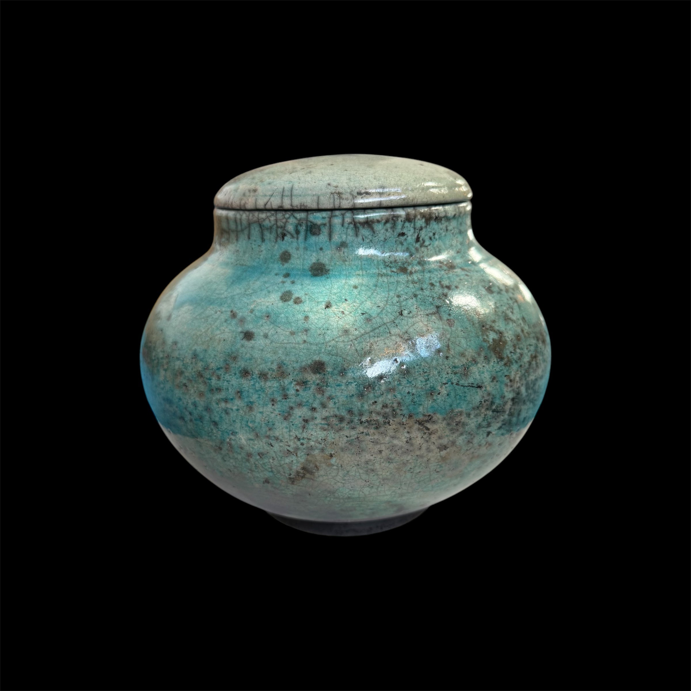 Blue Cremation Urn 2 | Fine Art Raku Urn | HandCrafted Unique Urn | Unique Urn For Ashes | Cremation Urn | Pet Urn | Copper Raku Urn