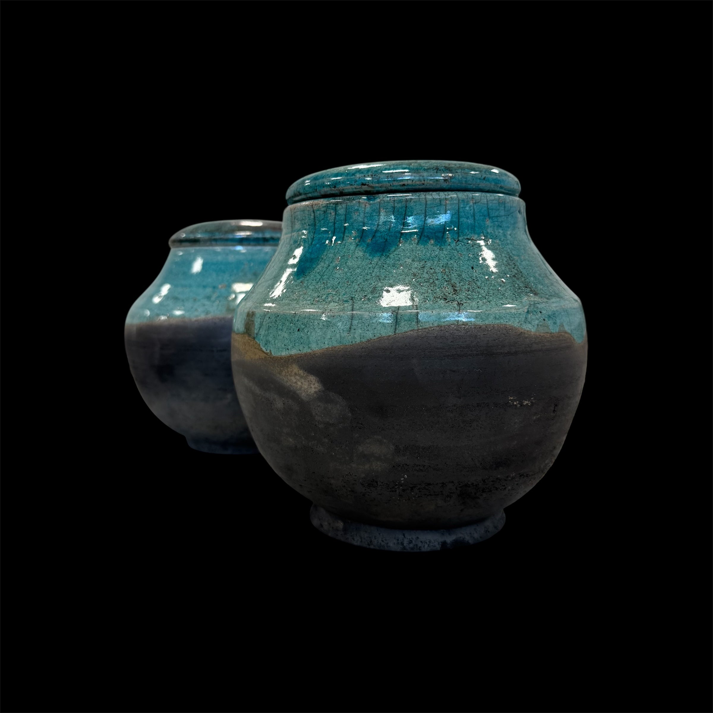 Lovers Urn Set | Companion Urns | Raku Ceramic Urns For Couple | Cremation Urn For Adults Set Of Two | One-of-a-Kind Urn | Raku Urn For Two