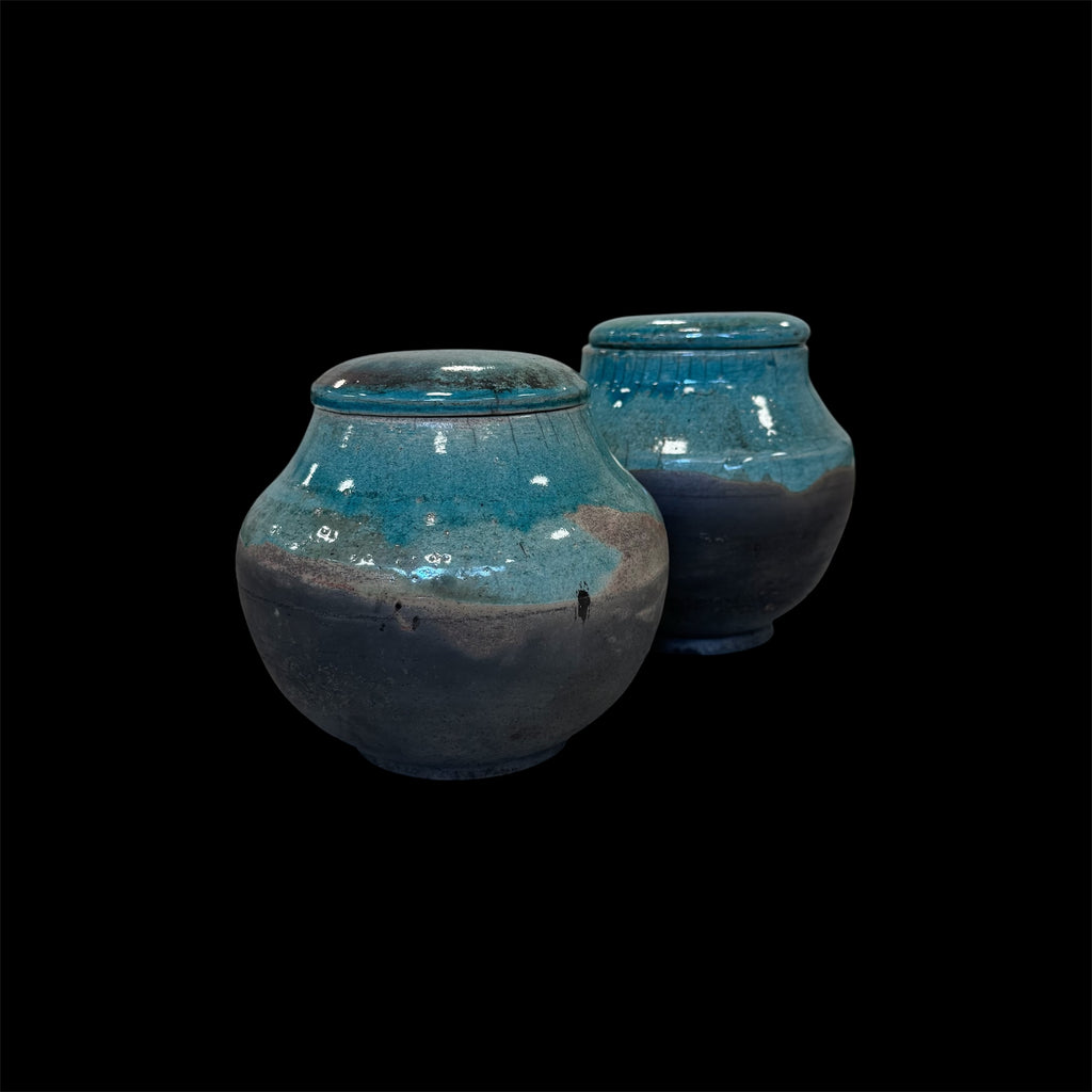 Lovers Urn Set | Companion Urns | Raku Ceramic Urns For Couple | Cremation Urn For Adults Set Of Two | One-of-a-Kind Urn | Raku Urn For Two