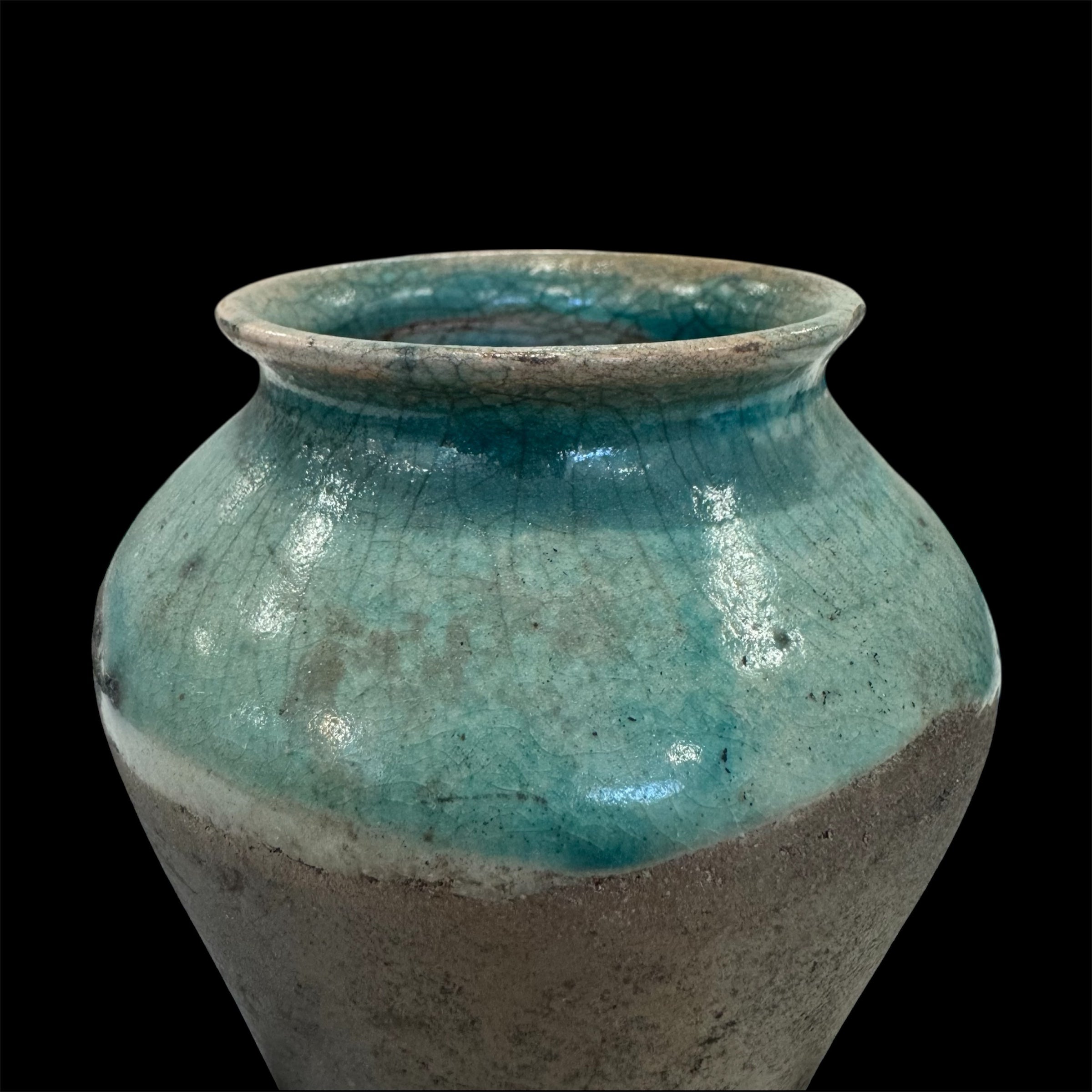 Ceramic  Small Amphora Vase Handcrafted by Naiimpottery | Raku Fired Amphora Pointed Vase in a Unique Metal Stand