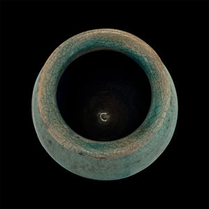 Ceramic  Small Amphora Vase Handcrafted by Naiimpottery | Raku Fired Amphora Pointed Vase in a Unique Metal Stand