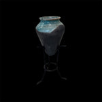 Ceramic  Small Amphora Vase Handcrafted by Naiimpottery | Raku Fired Amphora Pointed Vase in a Unique Metal Stand