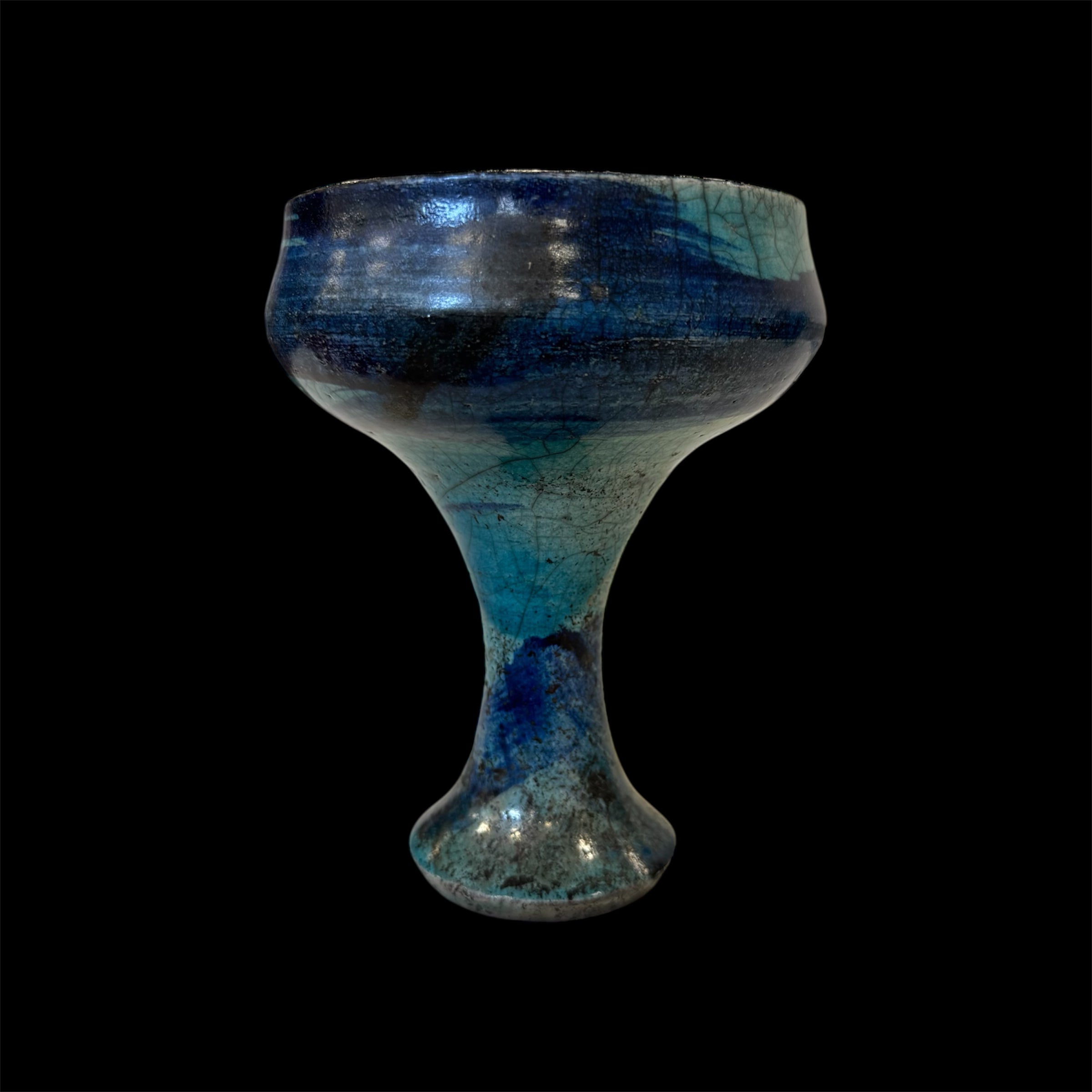 The Strong Earthy Cobalt Copalera | Raku Handmade Smudge Bowl | Rustic Copal Burner | Ceremonial Chalice For Rituals | Raku Copalera For Shamans | Resin Burner