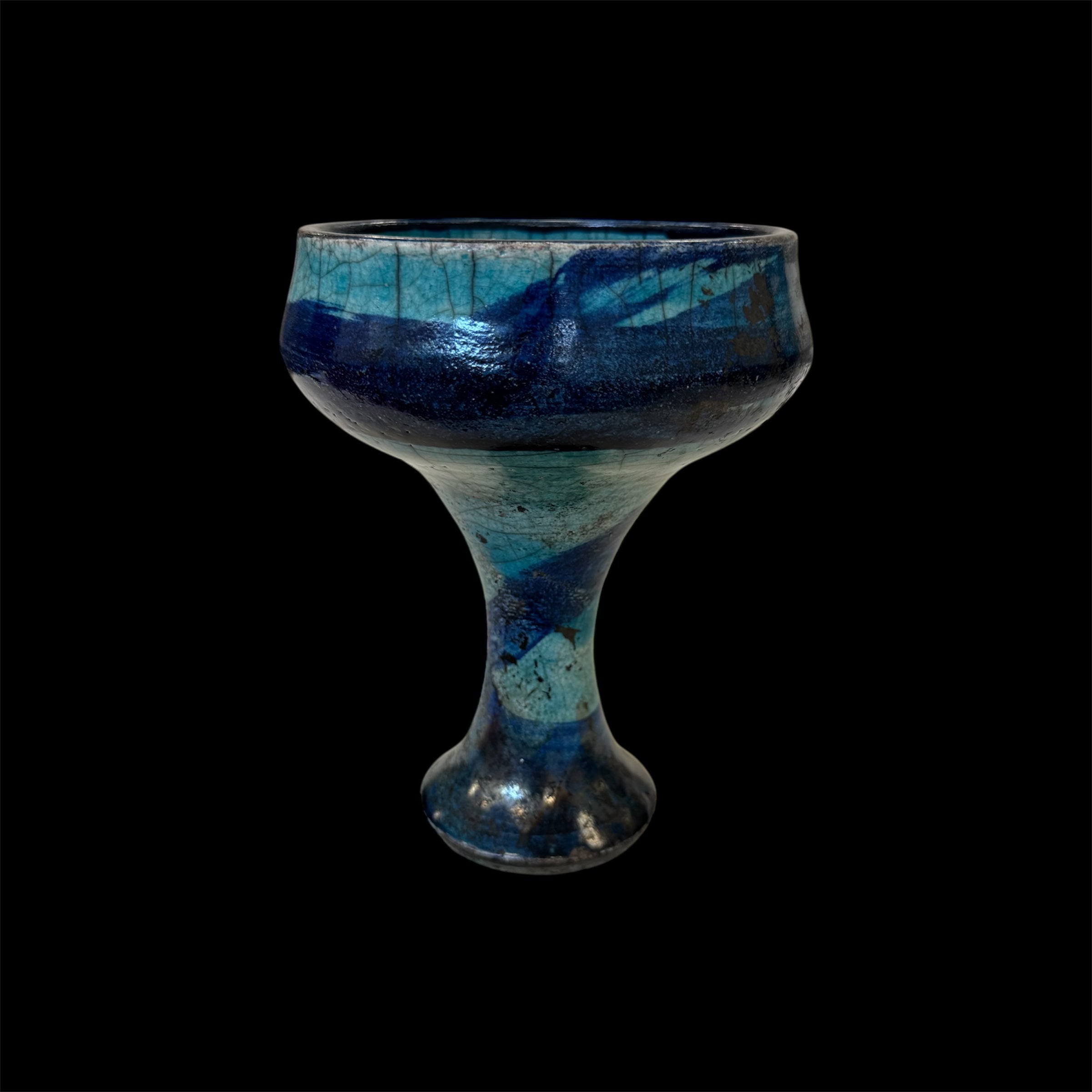 The Strong Earthy Cobalt Copalera | Raku Handmade Smudge Bowl | Rustic Copal Burner | Ceremonial Chalice For Rituals | Raku Copalera For Shamans | Resin Burner
