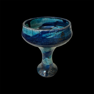 The Strong Earthy Cobalt Copalera | Raku Handmade Smudge Bowl | Rustic Copal Burner | Ceremonial Chalice For Rituals | Raku Copalera For Shamans | Resin Burner