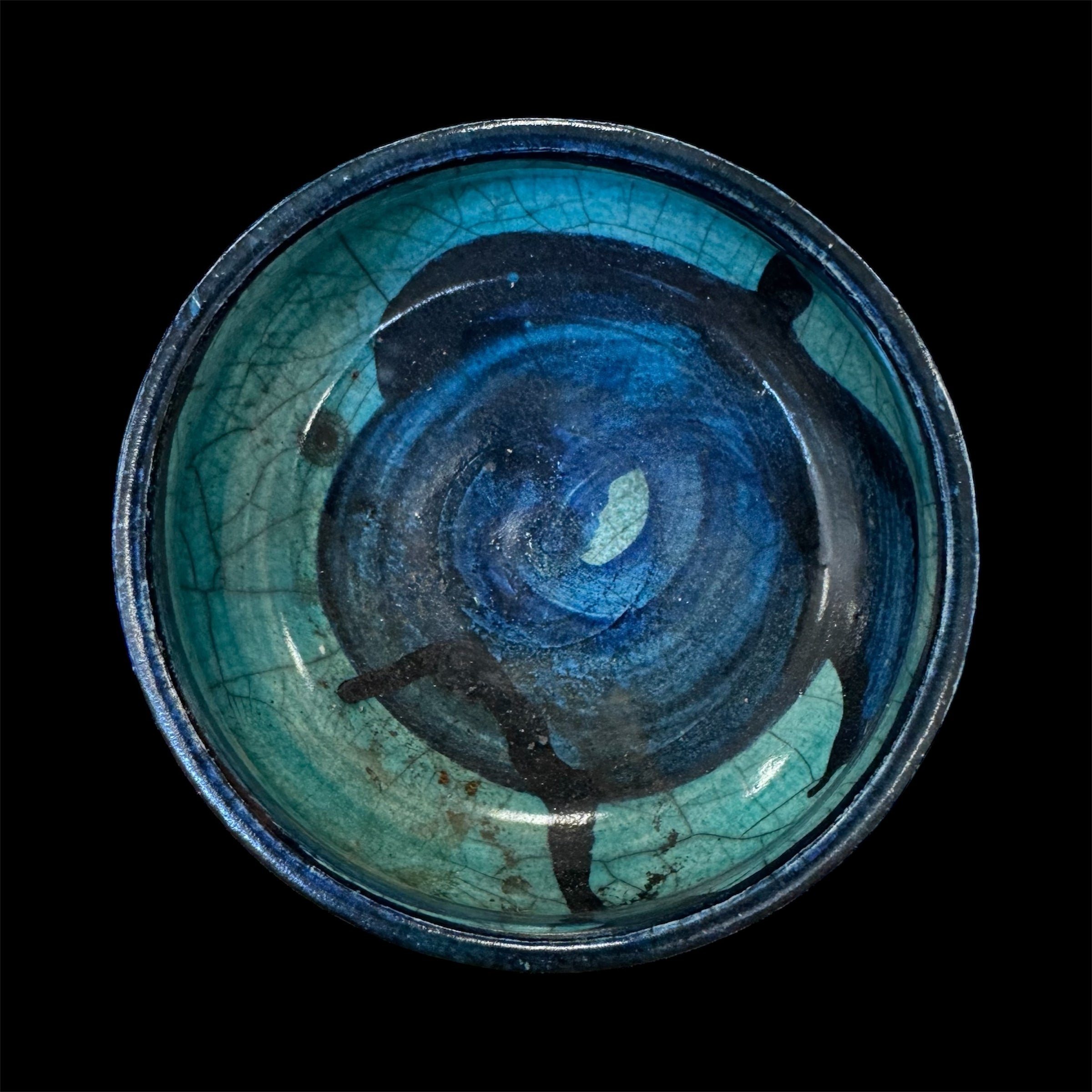 The Strong Earthy Cobalt Copalera | Raku Handmade Smudge Bowl | Rustic Copal Burner | Ceremonial Chalice For Rituals | Raku Copalera For Shamans | Resin Burner