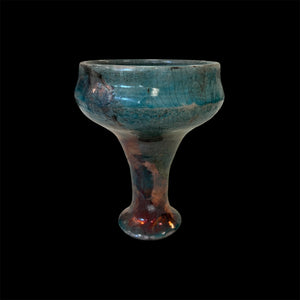 The fire Cobalt Copalera | Raku Handmade Smudge Bowl | Rustic Copal Burner | Ceremonial Chalice For Rituals | Raku Copalera For Shamans