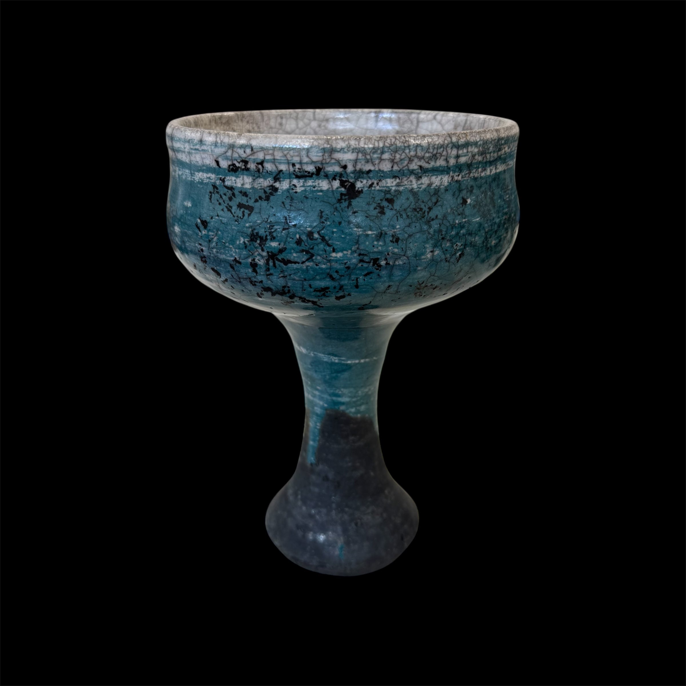 The Water Cobalt Copalera | Raku Handmade Smudge Bowl | Rustic Copal Burner | Ceremonial Chalice For Rituals | Raku Copalera For Shamans