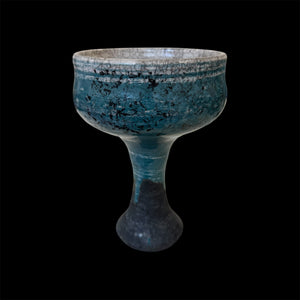 The Water Cobalt Copalera | Raku Handmade Smudge Bowl | Rustic Copal Burner | Ceremonial Chalice For Rituals | Raku Copalera For Shamans