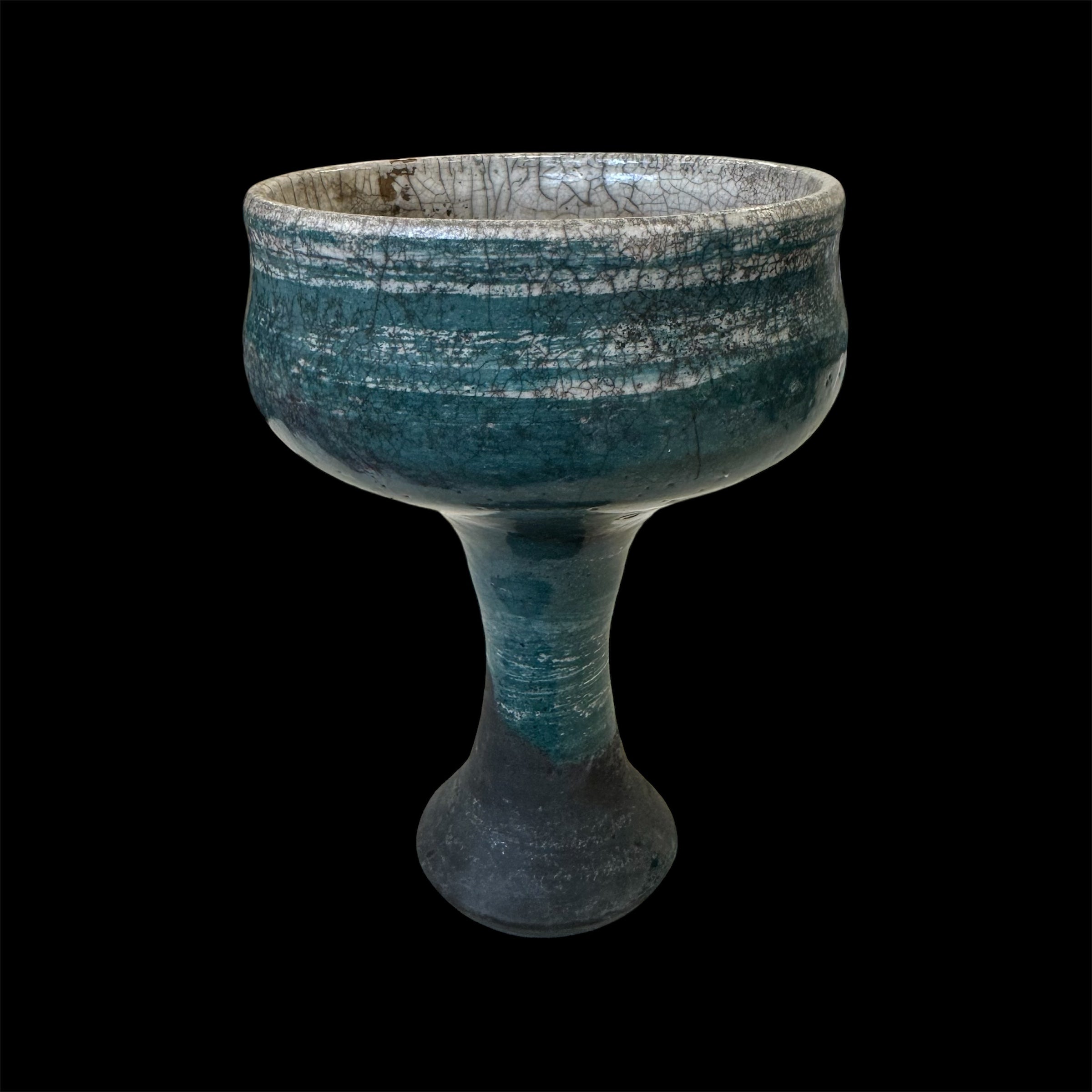 The Water Cobalt Copalera | Raku Handmade Smudge Bowl | Rustic Copal Burner | Ceremonial Chalice For Rituals | Raku Copalera For Shamans