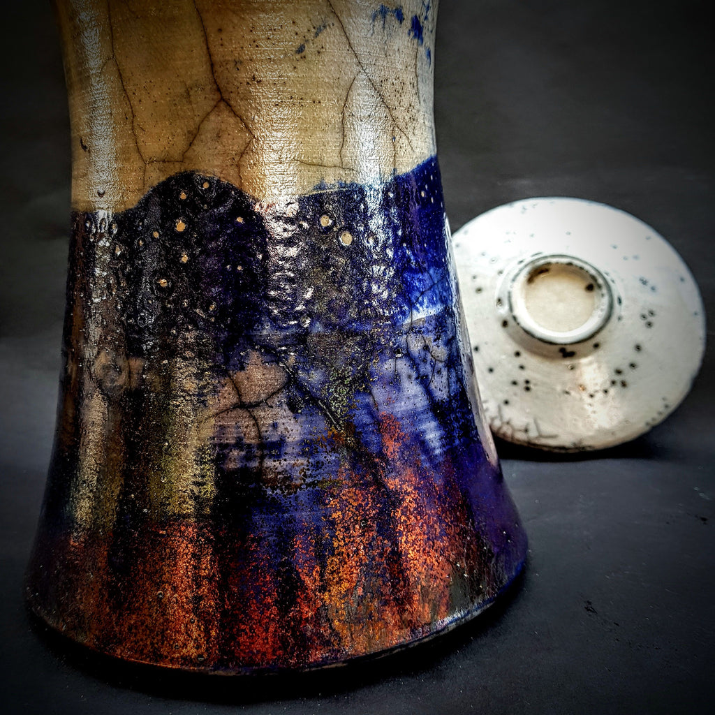 Blue Raku Urn for Human Ashes | Memorial Urn | Handmade Ceramic Keepsake | Artistic Unique Urn | Cremation Urn For Human Or Pet Ashes | 8