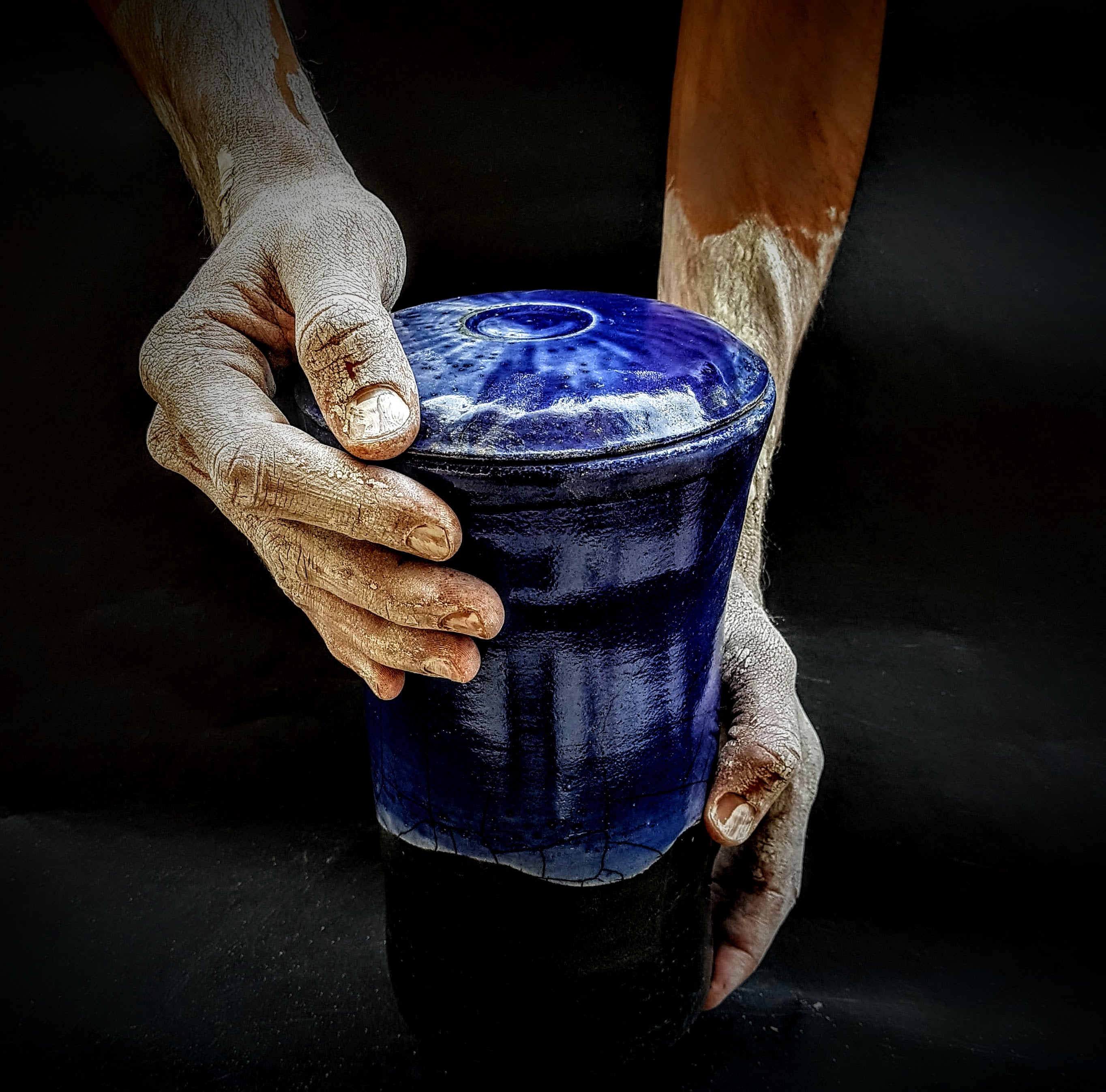 Ceramic Raku Blue Cobalt Urn for Human Ashes | Cremation Urn For Human Or Pet Ashes | Keepsake Urn | Memorial Urn | Wabi Sabi Urn | 8