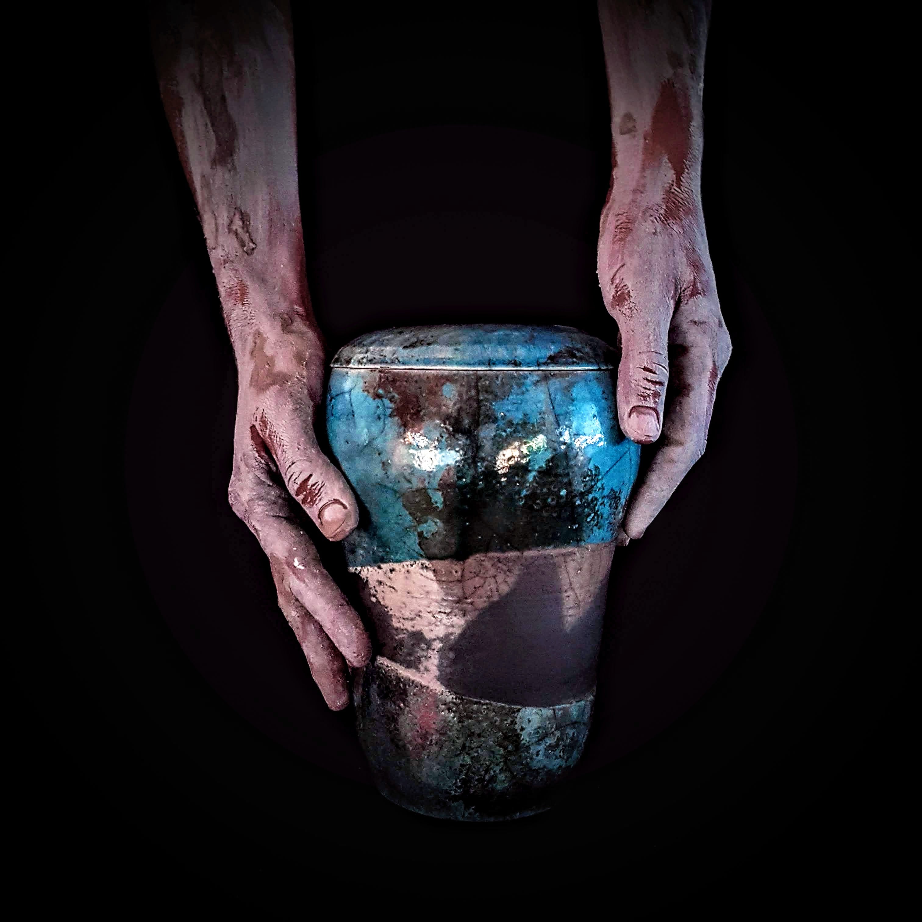 One-Of-A-Kind Memorial Raku Urn | Large Handmade Urn for Adults | Ceramic Urn For Ashes | Artistic Unique Cremation Urn | Urne für Asche