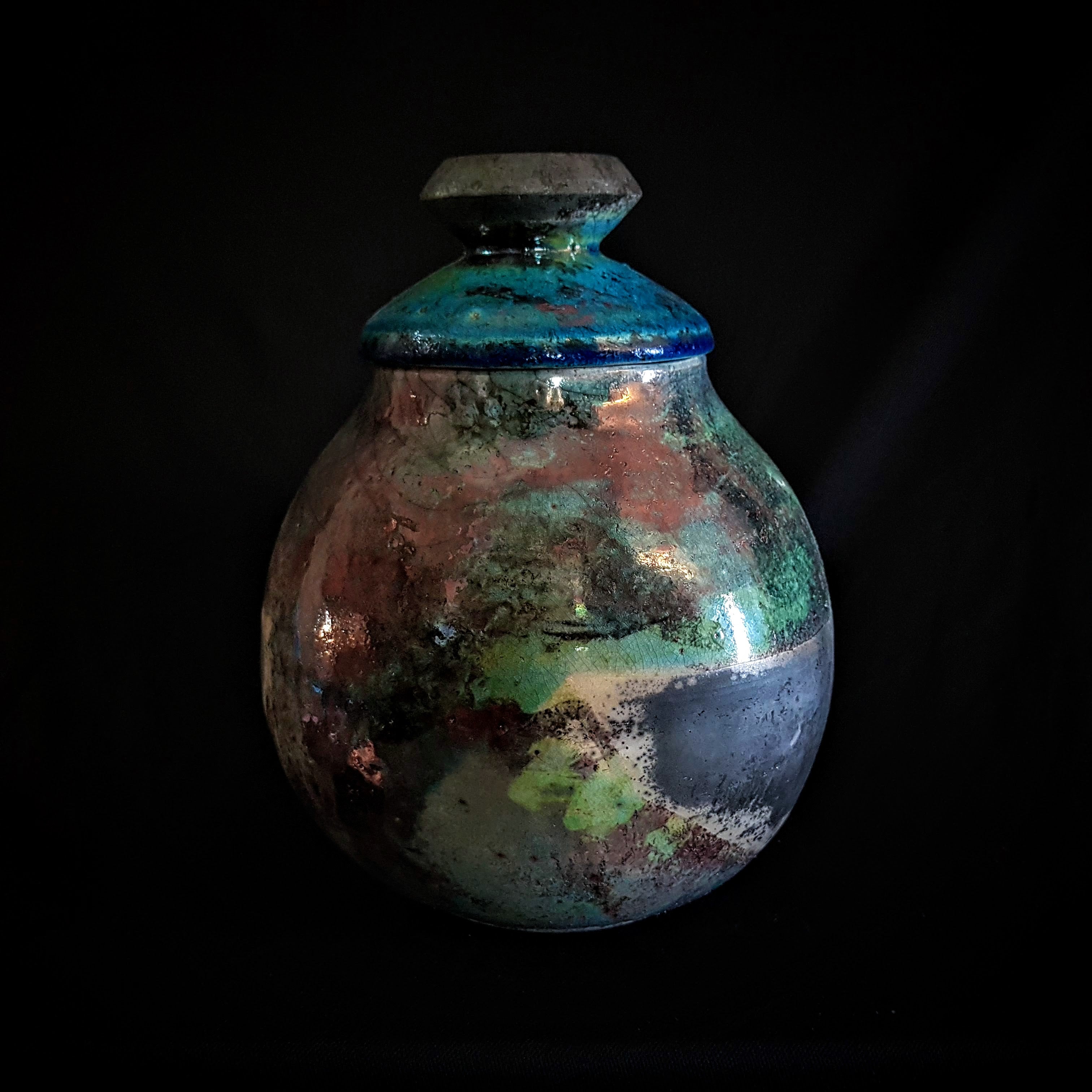 Handmade Raku Urn | One Of A Kind Urn | Ceramic Urn for Human Ashes | Large Handmade Urn for Adults
