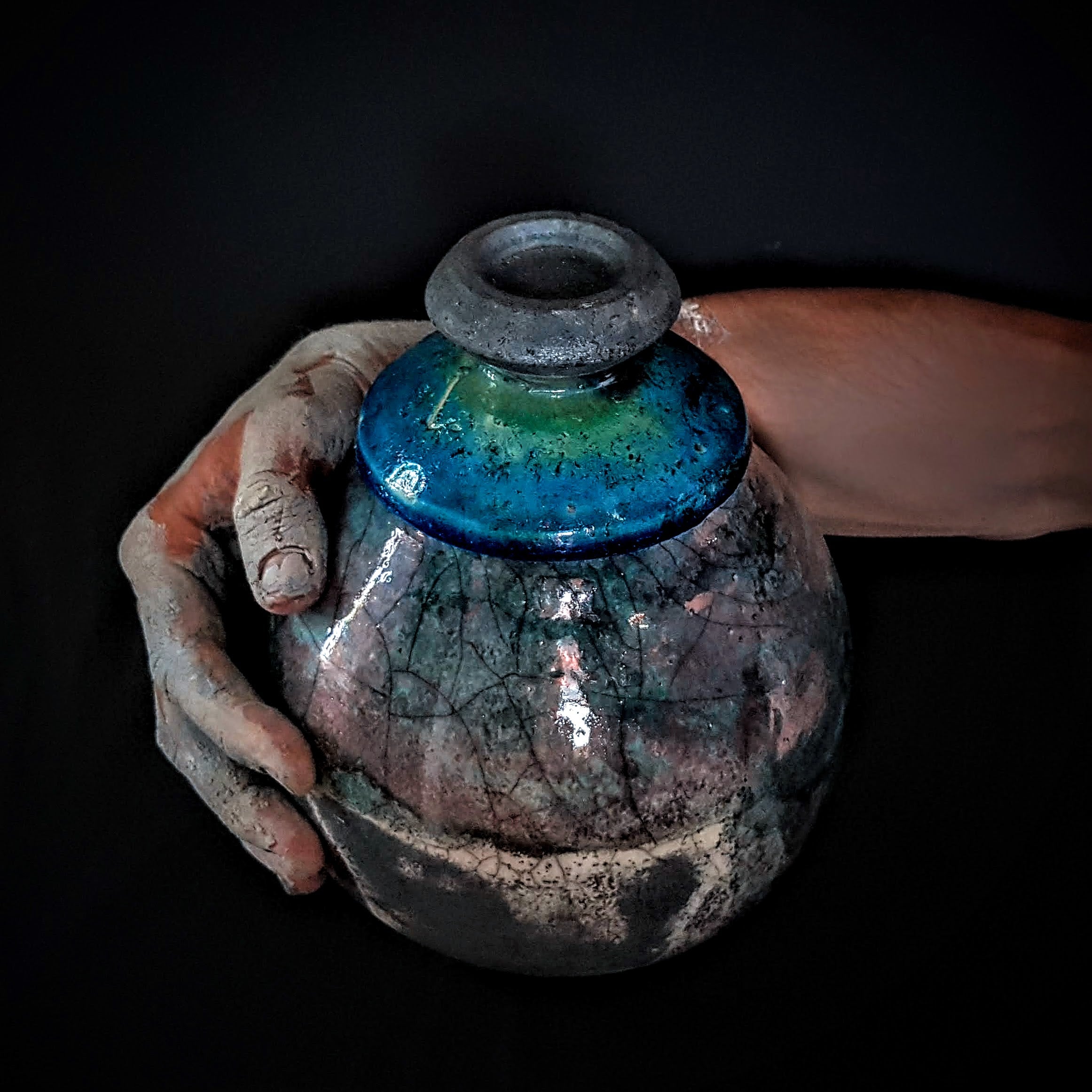 Handmade Raku Urn | One Of A Kind Urn | Ceramic Urn for Human Ashes | Large Handmade Urn for Adults