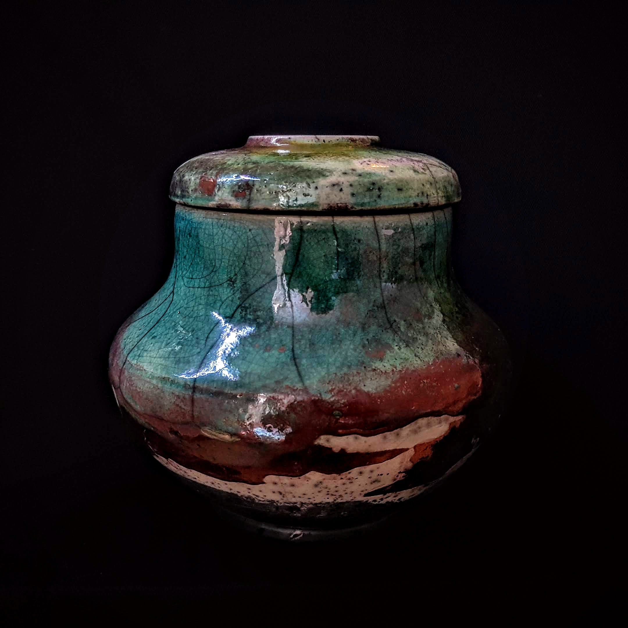 Artistic Keepsake For Pet Ashes | Urn For Animals | Vintage Keepsake Box | Handmade Jewelry Box | Raku Urn | Cremation Urn For Human Ashes
