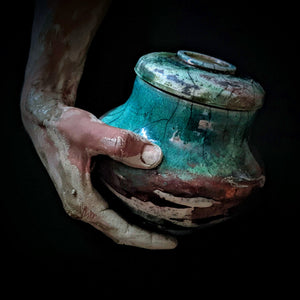 Artistic Keepsake For Pet Ashes | Urn For Animals | Vintage Keepsake Box | Handmade Jewelry Box | Raku Urn | Cremation Urn For Human Ashes