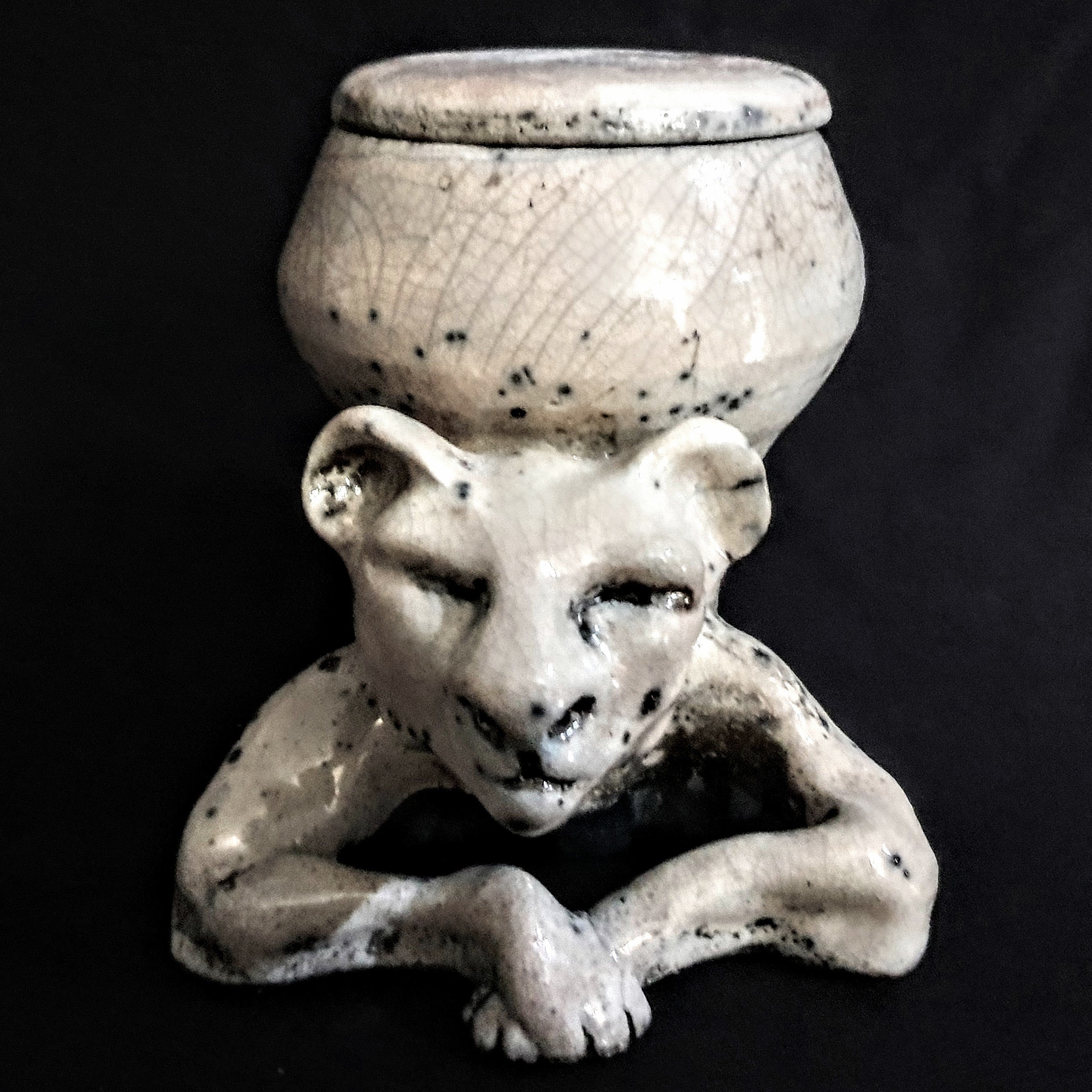 Lioness Figurine Urn | Cremation Urn For Human Or Pet Ashes | Unique Urn for Pets | Keepsake for Ashes | Artistic Keepsakes | Wabi Sabi Urn