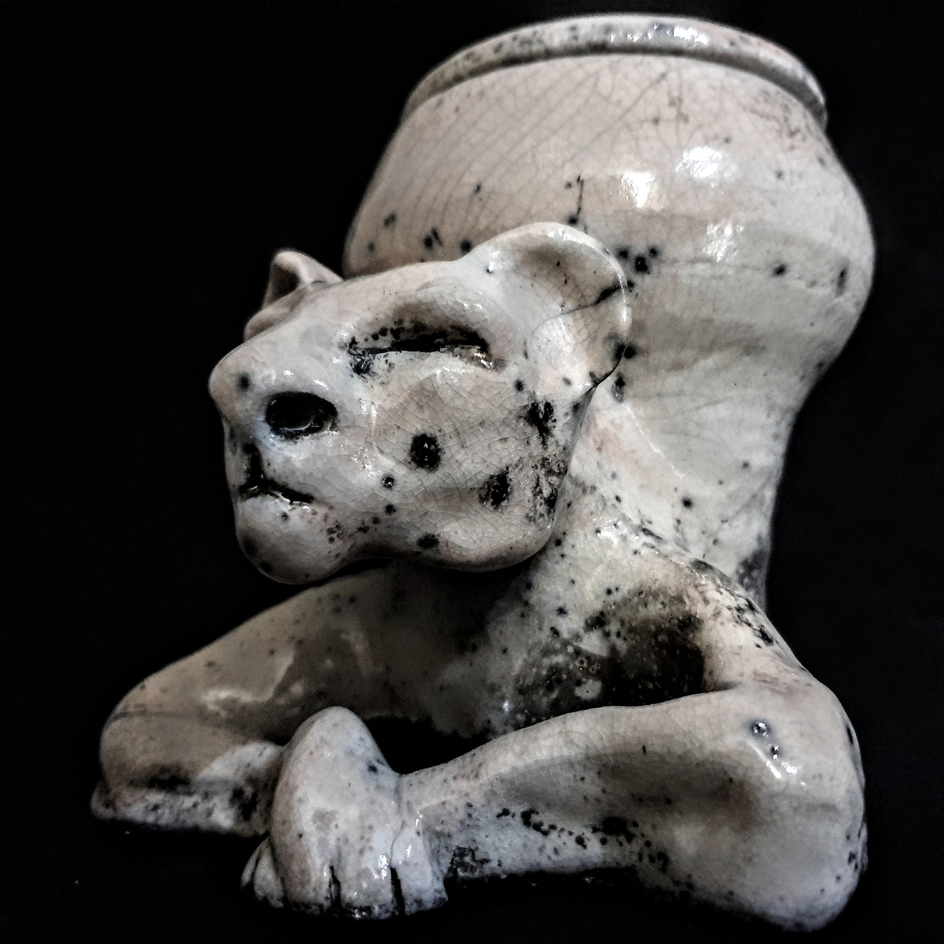 Lioness Figurine Urn | Cremation Urn For Human Or Pet Ashes | Unique Urn for Pets | Keepsake for Ashes | Artistic Keepsakes | Wabi Sabi Urn