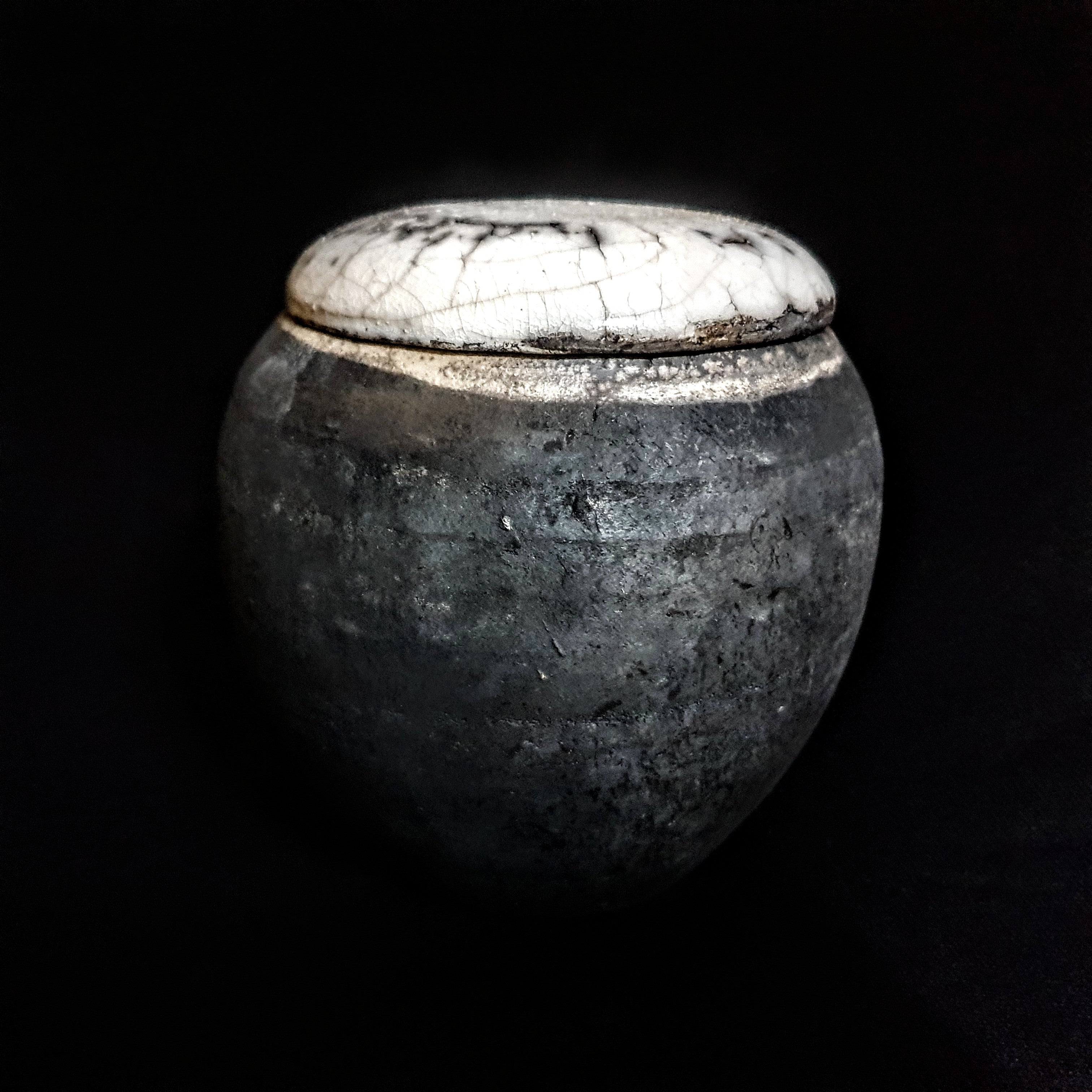 Unique Black Ceramic Pet Urn | One-of-a-Kind Raku Urn | Handmade Keepsake Urn for Pets | Modern Artistic Urn | Urn for Ashes