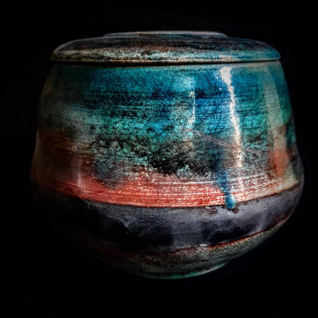 Turquoise Sea Shell Ceramic Pet Urn | Handmade Keepsake Urn for Pets | One-of-a-Kind Raku Urn | Modern Urn | Urn for Dogs | Urn for Cats