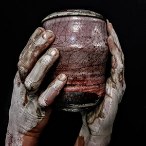 Purple Red Ceramic Pet Urn | Cremation Urn For Human Or Pet | One-of-a-Kind Raku Urn | Modern Artistic Urn | Urn for Dogs | Urn for Cats