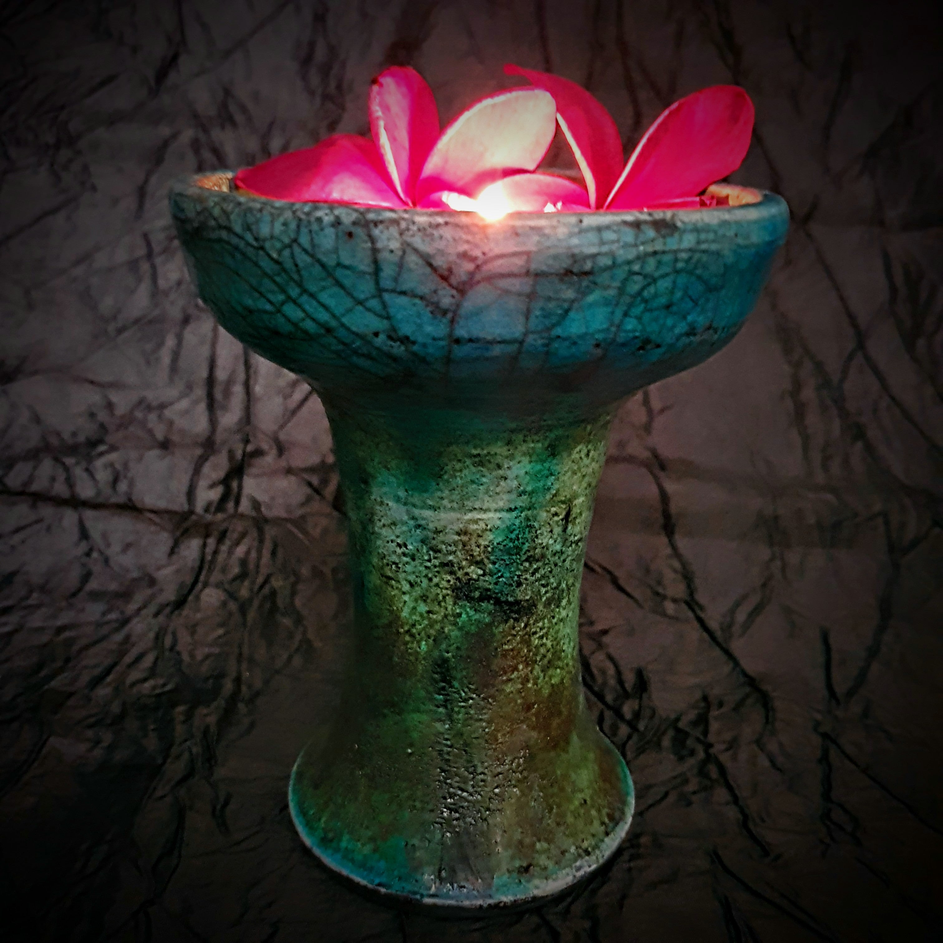 Raku Handmade Smudge bowl | Rustic Copal Burner | Ceremonial Chalice For Rituals | Raku Copalero For Shamans | Tlaloc and Chalchiuhtlicue 8
