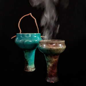 Giant Raku handmade Smudge bowl | Rustic Copal burner | Ceremonial chalice for rituals | Raku copalero for Shamans | Giant Smudge Bowl For Rituals