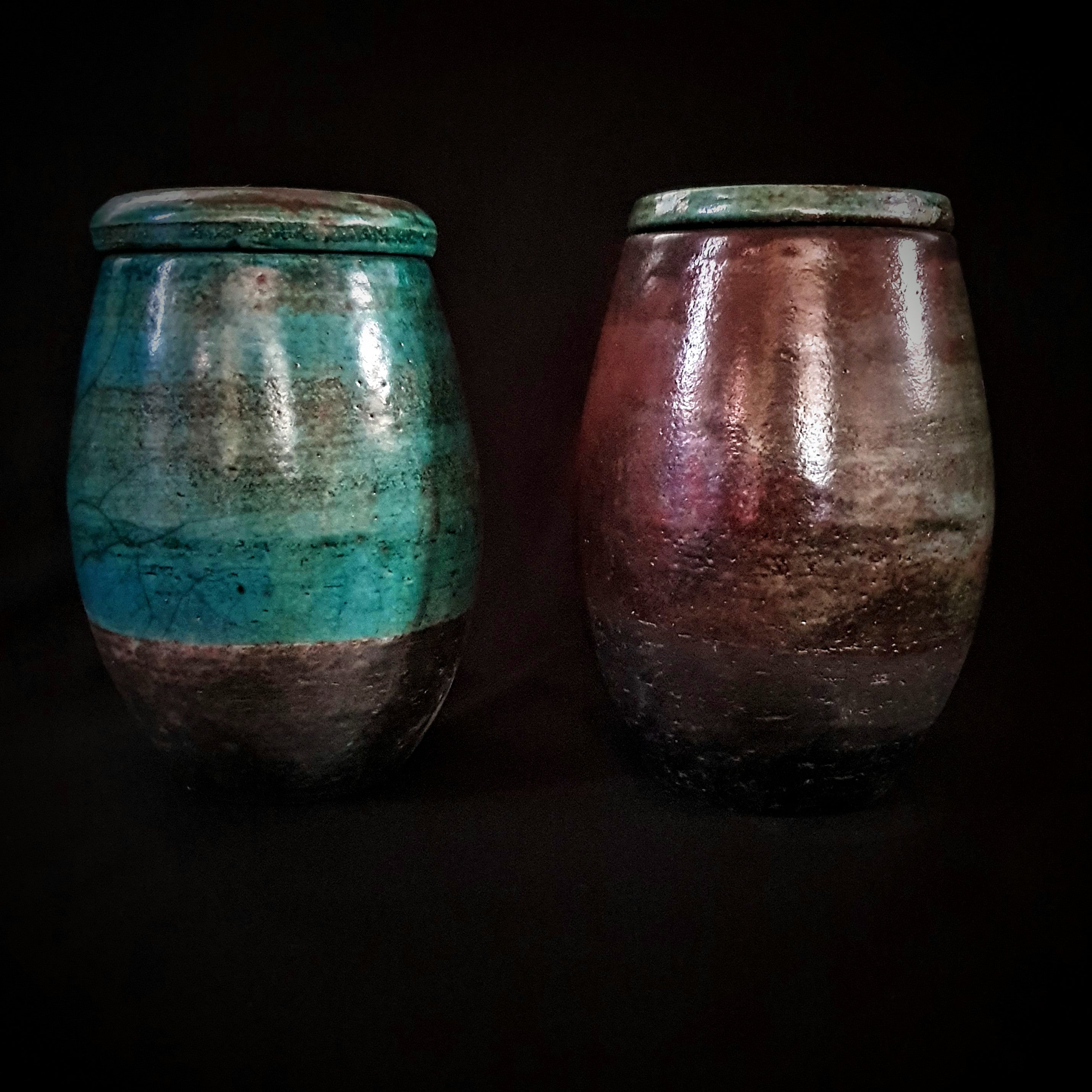 Turquoise Handmade Raku Keepsake Urn | Cremation Urn For Human Or Pet Ashes | Wabi Sabi Pet Urn | Dogs Urns | Cats Urns | Artistic Urns | 8