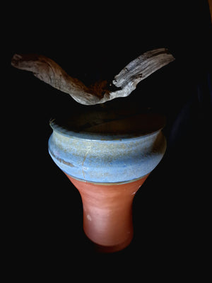 Terracotta Urn for ashes | Wood handle Urn | Unique Ceramic Urn | Artistic design Urn | Handmade Urn for pet & Human | Kintsugi special Vase