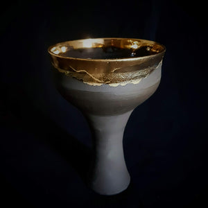 Handmade Smudge Bowl | Rustic Copal Burner | Gold Ceremonial Chalice For Rituals | ceramic Copalera For Shamans | Gold Resin Burner | Mexica