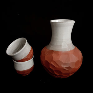 Raw Water Terracotta Carafe | Natural Water Cooler Jug | White Glaze Terracotta Carafe